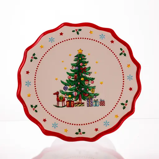 Тортовница фарфоровая Yiwu на ножке New Year Ø21 (см) подставка для торта, капкейков CR-1-6 - фото 6