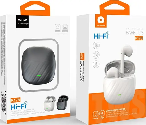 Беспроводные наушники WUW-R178, BT5.3, TWS, 30mAh, 200mAh, 4h, black - фото 3