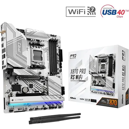 Материнская плата ASRock X870 PRO RS WIFI (AM5/X870, 4xDDR5, 2xPCIex16, HDMI/USB4, 4xSATA, 3xM.2, 2.5GLan, ATX) - фото 5