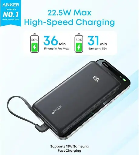Повербанк Anker Zolo 22.5W чорний 10000 mAh - фото 4