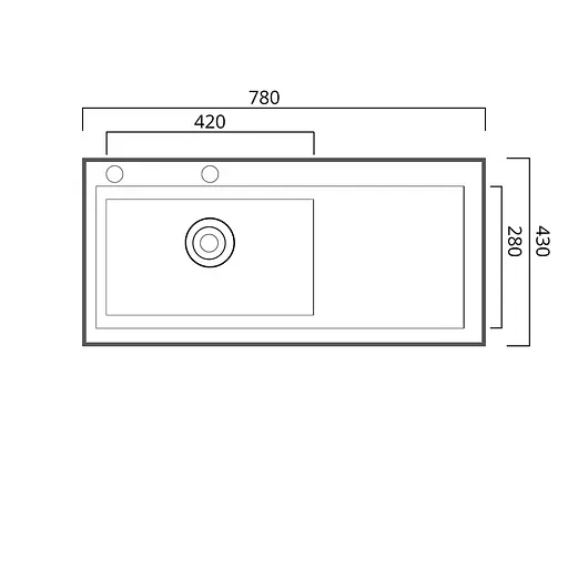 Кухонная мойка нержавейка 78x43 L Platinum Handmade (два отверстия, круглый сифон 3,0/0,8), Нержавеющая сталь - фото 2