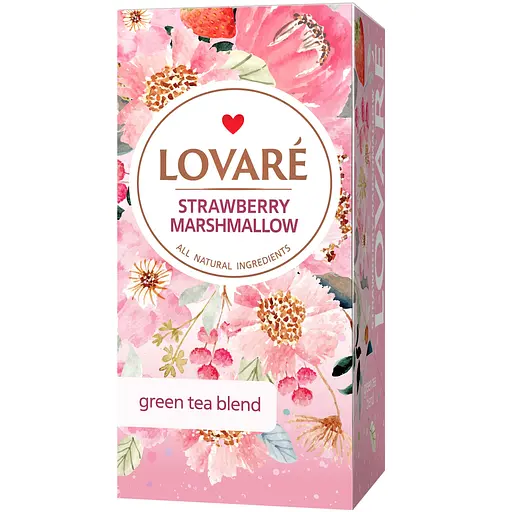 Уцінка. Чай зелений Lovare Strawberry Marshmallow 36 г (24 шт. х 1.5 г)