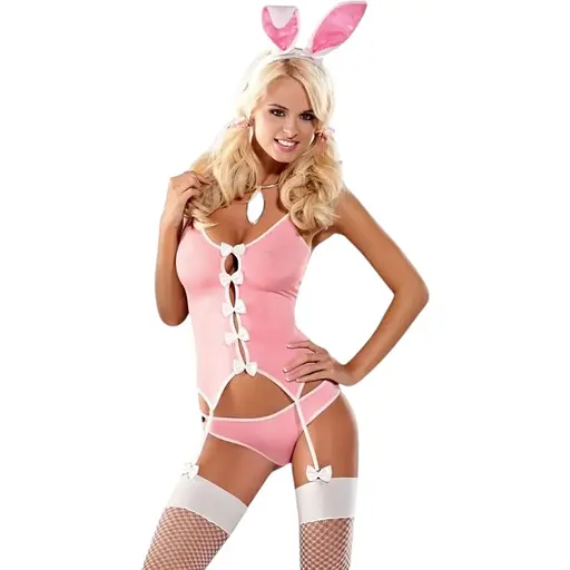 Эротический костюм зайки Obsessive Bunny suit 4 pcs costume pink L/XL