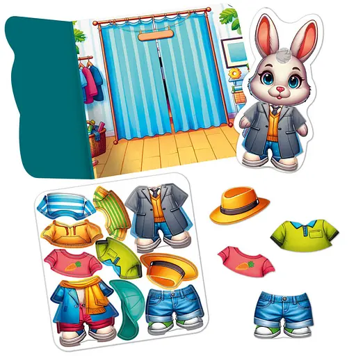 Игра развивающая с липучками "Зайчик" Vladi Toys VT1320-04, 10 элементов одежды - фото 3