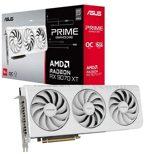 Видеокарта ASUS AMD Radeon RX 9070 XT 16GB Prime OC WHITE (PRIME-RX9070XT-O16G-WHITE) (GDDR6, 256 bit, PCI-E v5.0 x16) - фото 11