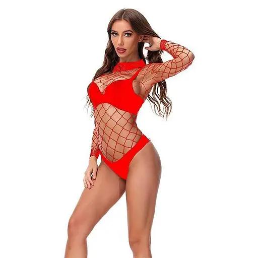 Боді-сітка з коміром M/L Червоний K0627-2 - фото 4