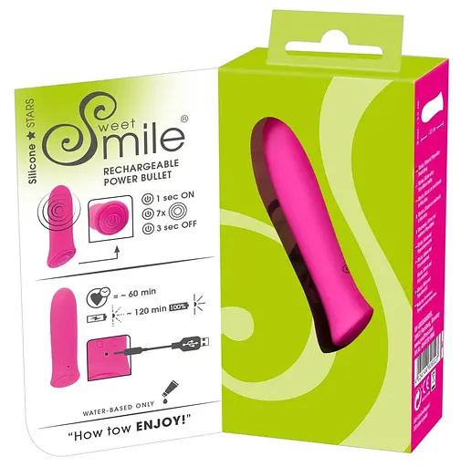 Вибратор Sweet Smile Rechargeable Power Bullet 8.5 см розовый - фото 6