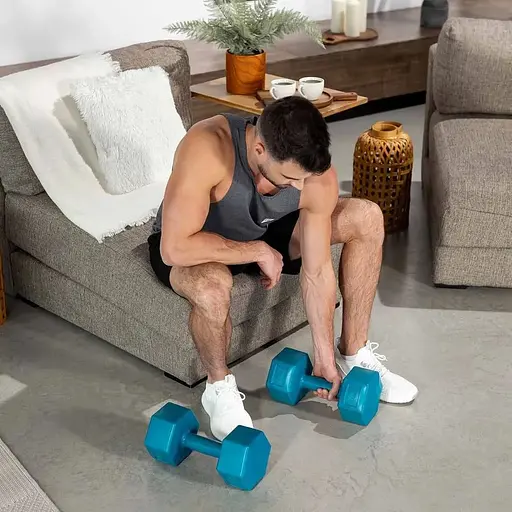 Гантелі для фітнесу композитні Hop-Sport HS-C080DS 2х8кг блакитний - фото 3