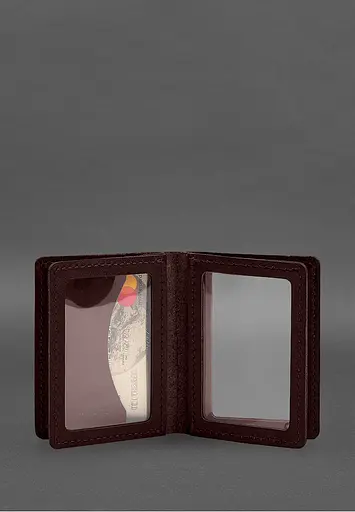 Кожаная обложка для водительского удостоверения, ID и пластиковых карт 2.1 бордовая - фото 8