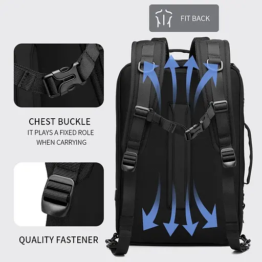 Рюкзак городской Ozuko 9490S 9л с отделением для ноутбука до 15,6" Black (16211) - фото 6