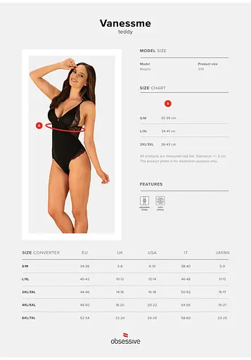 Боді Obsessive Vanessme L/XL (чорний) - фото 7