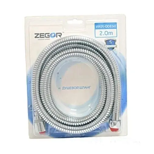 Шланг для душа Zegor WKR-008 растяжной усиленная поворотная гайка 2,0 м 30412 - фото 1