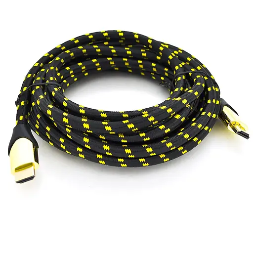 Кабель Ritar PL-HD207 HDMI-HDMI 19 + 1, UltraHD 8K 60HZ, 4K 120HZ, 3.0m, v2,1, OD-6.3mm, з фільтром, в оплетке Black / Gold, коннектор Gold, Blister, Q100