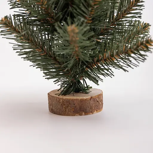 Штучна новорічна декоративна міні ялинка «Полонинська» зелена на дерев'яній підставці 25 см Lugi SOK-M-03-1 - фото 3