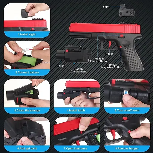 Іграшковий гель бластер JM-X2 з 21500 екологічно чистих водяних м’ячів, барабаном - фото 4