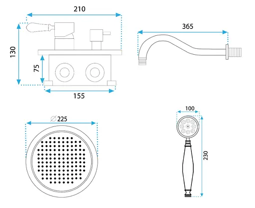 Душова система Rea Serra brushed gold + BOX прихованого монтажу REA-B1149, Золотий - фото 7