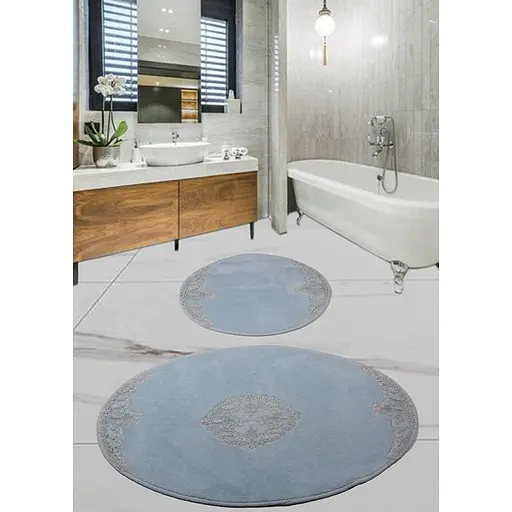 Набір килимків для ванної кімнати Diva Nice L з гипюром Blue 60 x 100 + 50 x 60