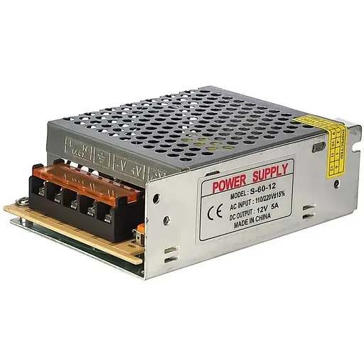 Блок питания S-60-12 в перфорированном корпусе 12V/5A - фото 1