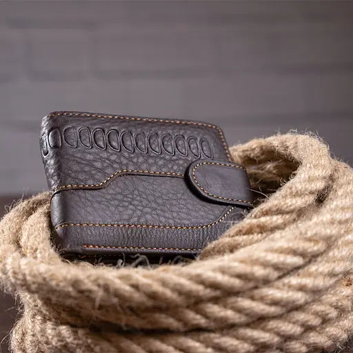 Мужской кожаный кошелек Vintage 9.5х11х2 см acs0015162 - фото 3