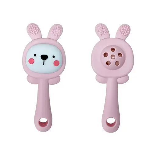 Силіконовий прорізувач-брязкальце "Зайка" Mega Zayka MGZ-0427(Pink) - фото 1