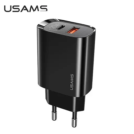 Зарядный адаптер блок сетевой USAMS T35 Fast Charger US-CC121 2 порта 20 Вт черный - фото 7