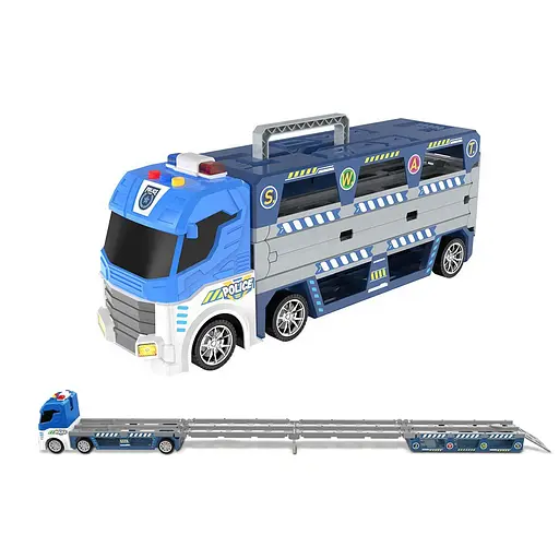 Трейлер, 38 см, звук, свет, резиновые колеса, трек, машинки, полиция, стройтехника, 39x17x11 см (В ассортименте)