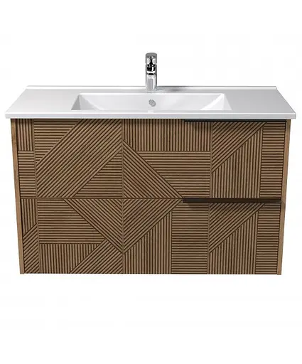 Тумба Мойдодир Cubic 100-A з умивальником Su-100 дуб обпалений - фото 4