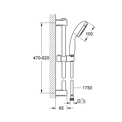 Душовий гарнітур Grohe QuickFix Vitalio Start 100 279482430, Чорний матовий - фото 2
