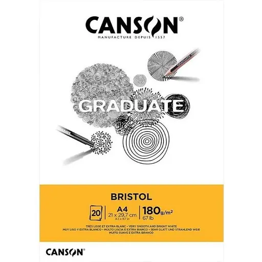 Склейка бумаги для рисунка Canson Graduate Bristol А4 (21х29.7см) 180г/м2 20л - фото 1