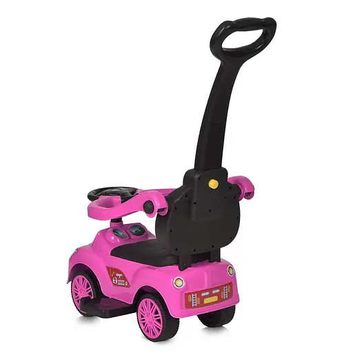 Дитяча каталка-толокар M 5763L-8 рожевий, з батьківською ручкою - фото 3