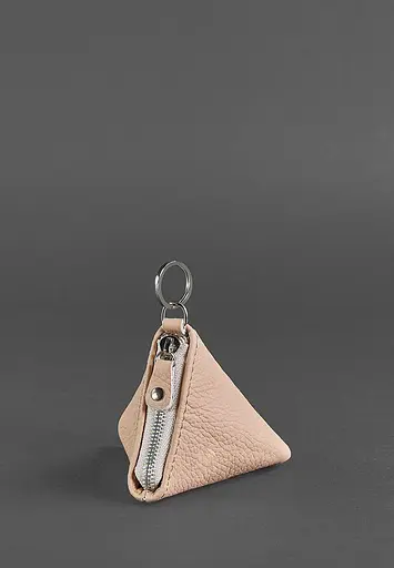 Женская кожаная монетница 2.0 Пирамида светло-бежевая - фото 2
