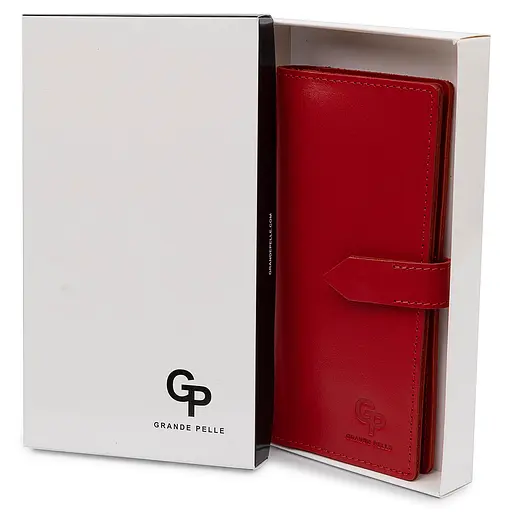 Женский кожаный портмоне Grande Pelle 9х18х1 см acs0018773 - фото 5