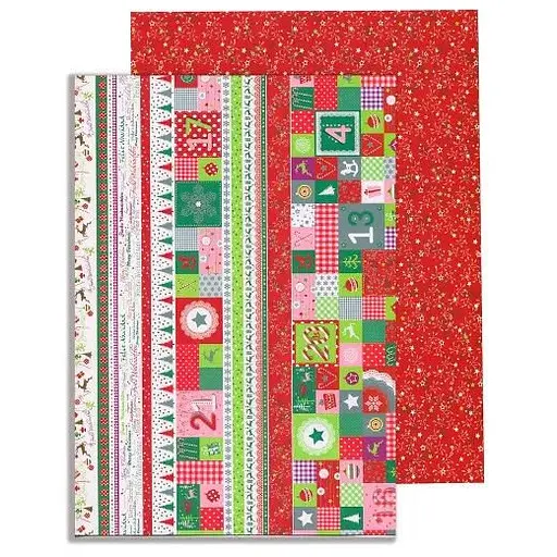 Папір з малюнком "Новорічний календар" А4(21х29,7см) двосторонній Червоний 300г/м2 Heyda