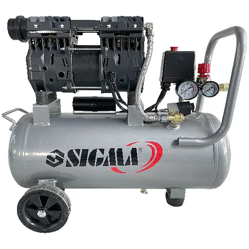 Компрессор двухцилиндровый безмасляный Sigma 1.1 кВт 160 л/мин 8 бар (7042521) - фото 1
