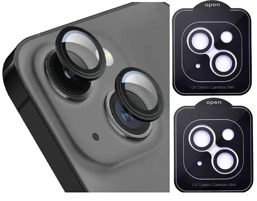 Защитное стекло DK для Apple iPhone 13 на камеру Lens Metal Ring Eagle Eye 015731 black 2 шт. - фото 2