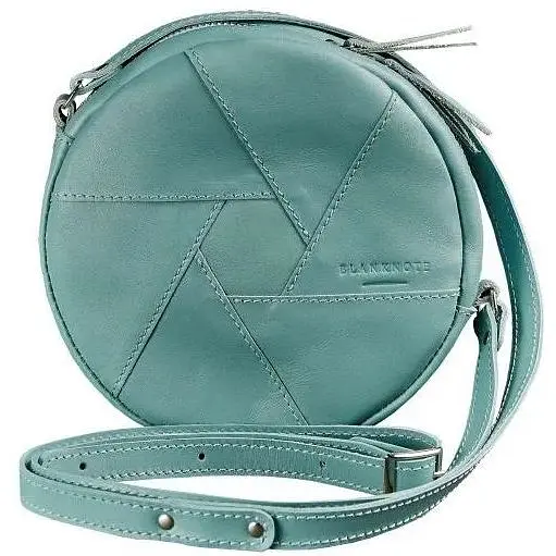 Шкіряна кругла жіноча сумка Бон-Бон бірюзова - фото 1