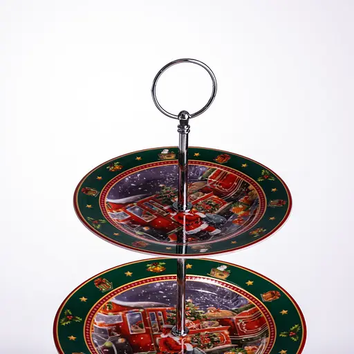 Фруктівниця на 3 яруси Santa новорічна фуршетна стійка для закусок цукерковий посуд Yiwu HP-SDHK-9 - фото 6