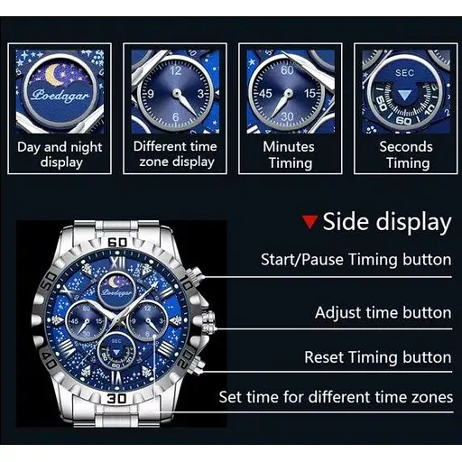 Мужские наручные часы Poedagar MoonLight (Серебристый) - фото 6