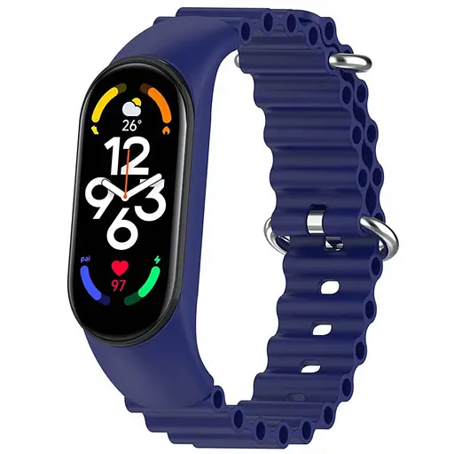 Ремешок Ocean Band для Xiaomi Mi Band 3/4/5/6/7 Синий / Blue
