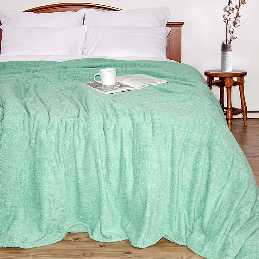 Простирадло Ярослав махрове 200х220 см сіро-зелене