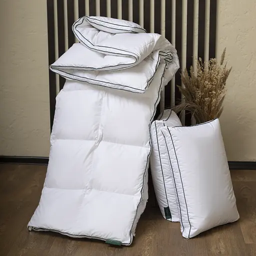 Одеяло пуховое MirSon Imperial Delight, летнее, 215х155 см, белое с зеленым кантом - фото 10