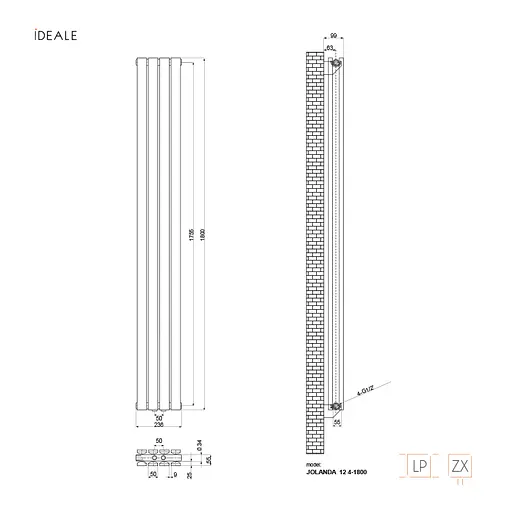 Радіатор дизайнерський Ideale Jolanda 12 4/1800/236 білий, Білий - фото 5