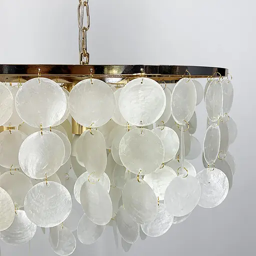 Удлиненная золотая люстра ATHELIA с перламутровыми пластинами | Ст. 1537-800*300 GD Line F - фото 5