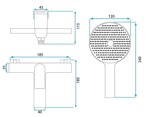 Смеситель для ванны Rea Avalon tytan графит настенный с изливом REA-B2706 Графит - фото 5