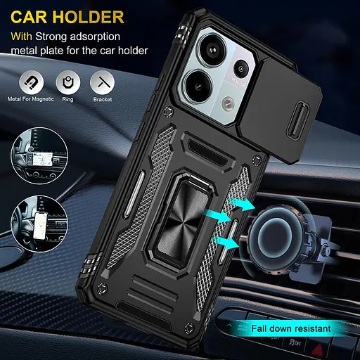 Чохол Epik ударостійкий Camshield Army Ring для Xiaomi Redmi Note 13 Pro 4G/14s/Poco M6 Pro 4G Чорний/Black - фото 4