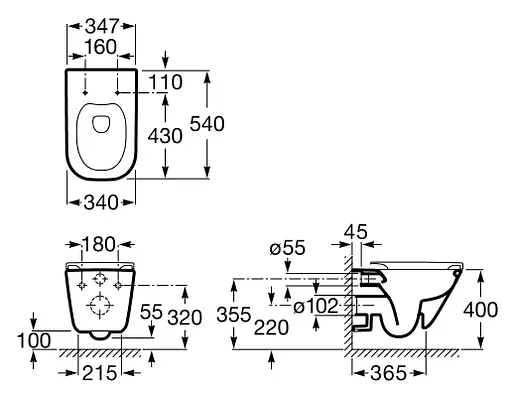 Унитаз подвесной Roca Gap Clean Rim A34647L000, Белый - фото 3