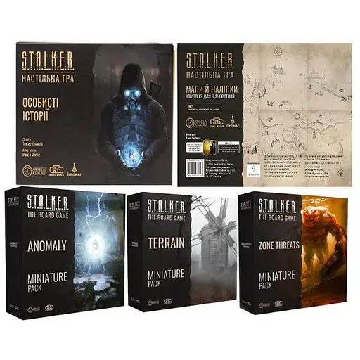 Настільна гра Ігромаг Набір доповнень до гри S.T.A.L.K.E.R. The Board Game (укр.): Personal Stories 1 + Anomalies Pack + Terrain Pack + Zone Threats + Maps & Stickers Recharge Pack (укр.) - фото 1