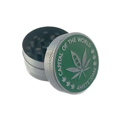 Гриндер для подрібнення тютюну Амстердам HL-243 Capital Of The World Silver Green (10907) - фото 3