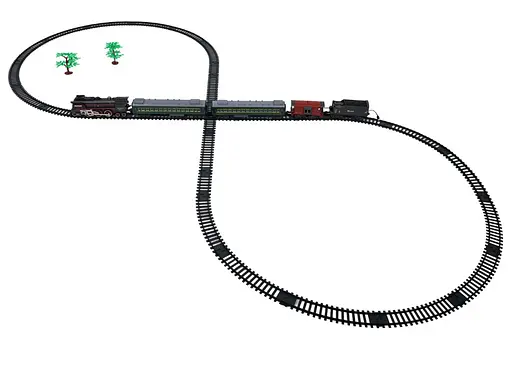 Большая железная дорога Ретро-поезд с дымом, светом и звуком — Трасса 216 см Ramiz - фото 4