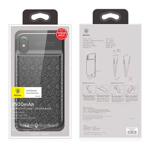 Повербанк-кейс BASEUS для iPhone X Plaid 3500mAh - фото 2